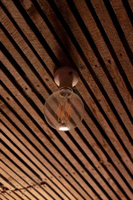 a light bulb hanging in the ceiling in a room