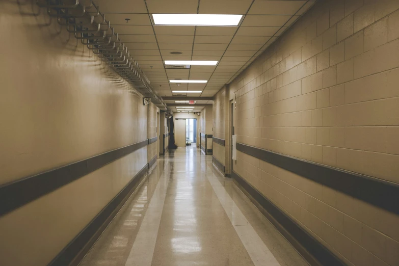 a long room with several hallway walls