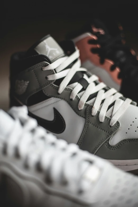 closeup of two sneakers on a table