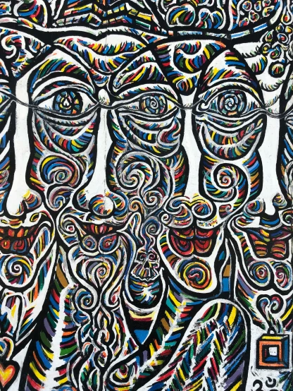 colorful graphic art showing a variety of people faces