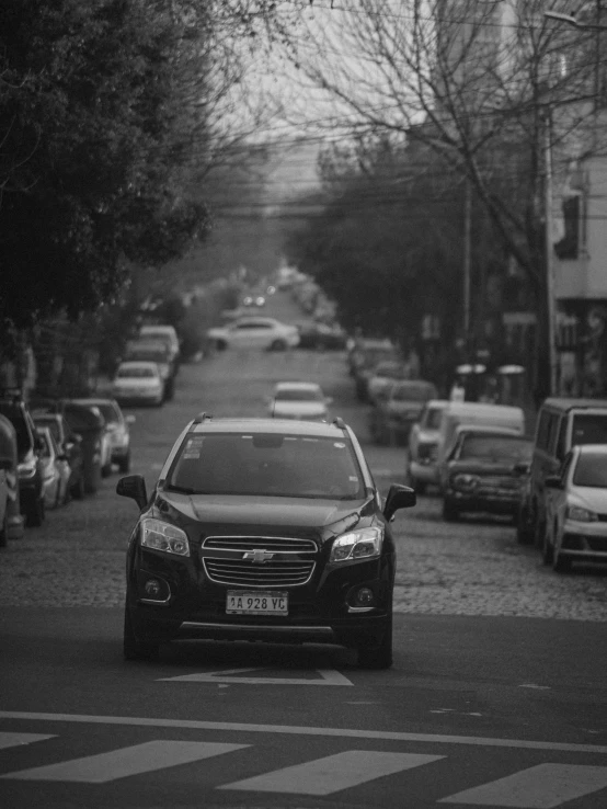 a black and white po of a street