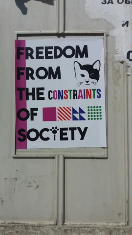 a sticker that is sitting on a wall