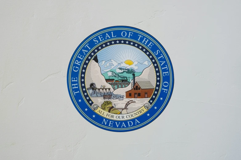 the seal of idaho on the side of a building