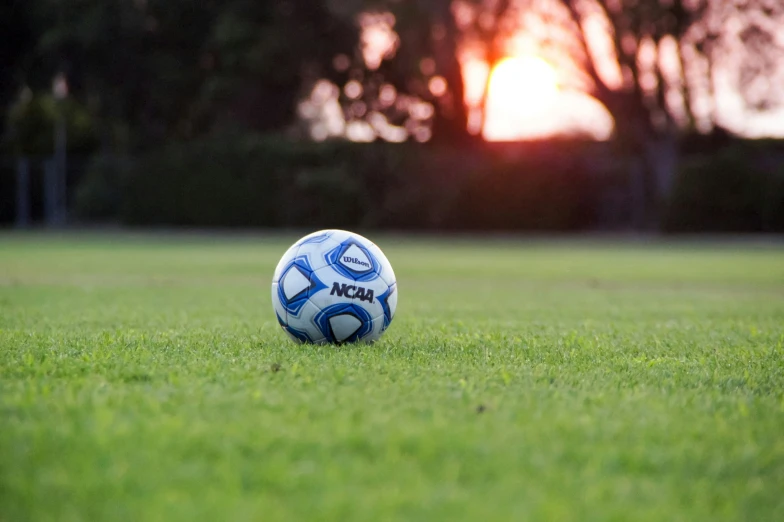 a soccer ball that is on some grass