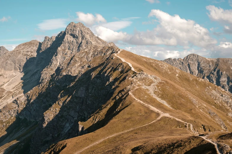 the view of a very large mountain peak near by