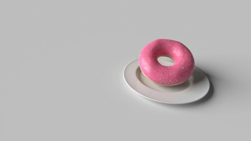 a doughnut sitting on top of a plate next to a cup