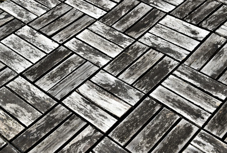 black and white po of square wooden floor