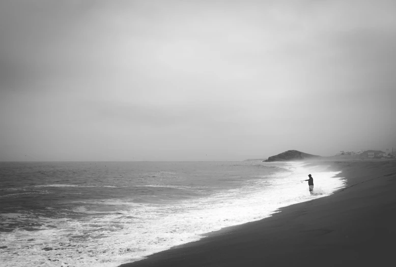 there is a person that is walking on the beach