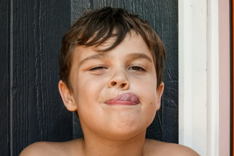 a close up view of a child's nose and mouth