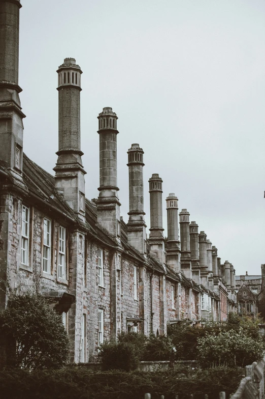 the old houses are lined up on each other