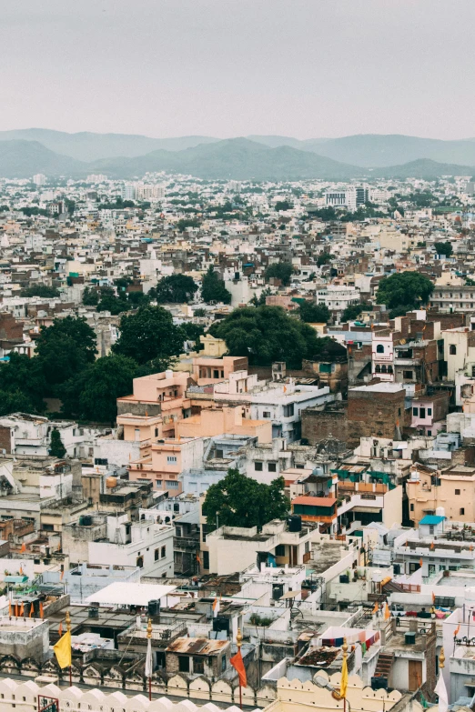 a view from the top of a building of a city