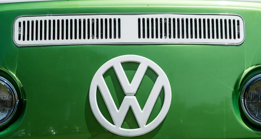 the emblem of the volkswagen car is white