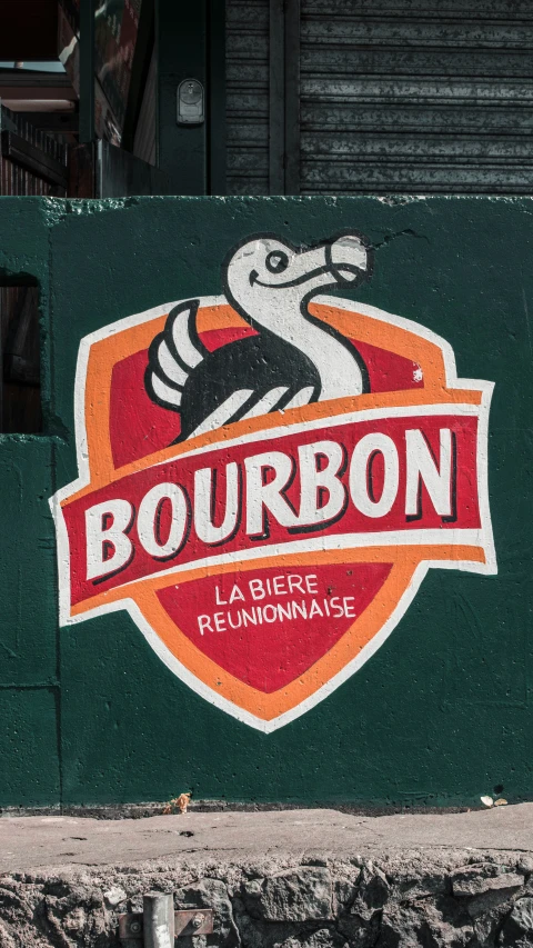 the sign for bourbon on the side of a building