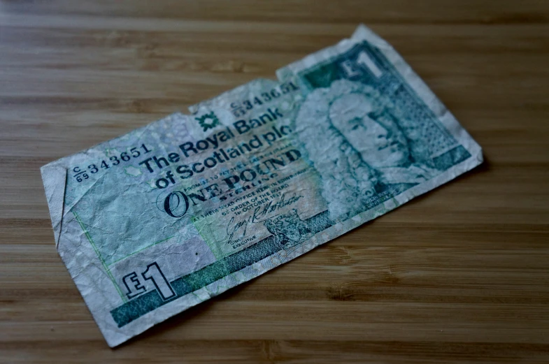 the bank note is laying on the table