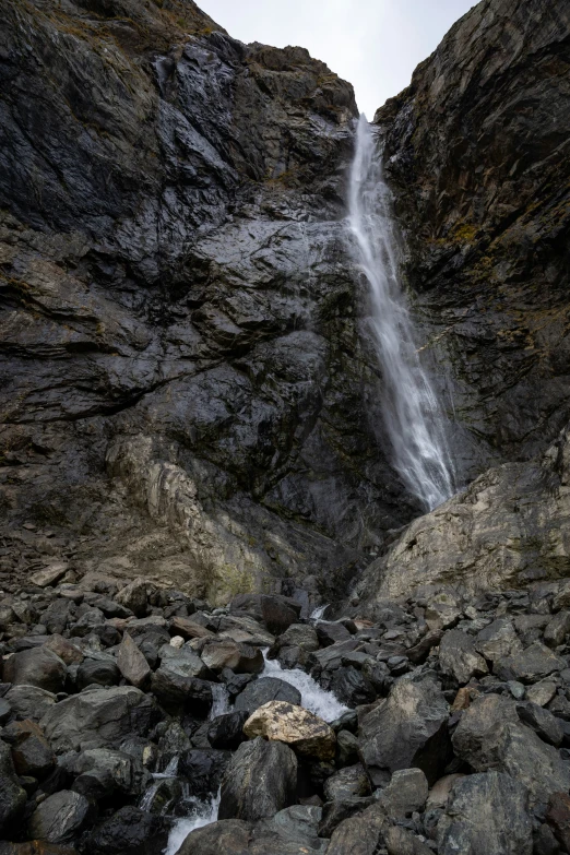 there is a waterfall that goes down to the top