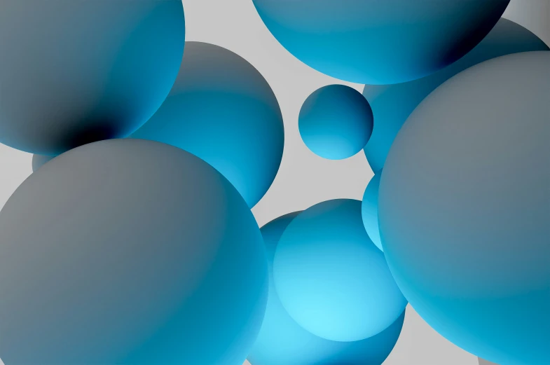 abstract artwork depicting blue balls floating down the center