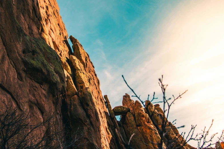 a po taken looking up at a rocky area