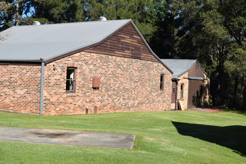 this is an old brick building with windows