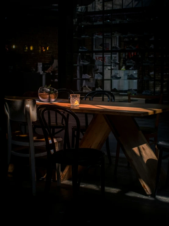 this is an image of some food on a table in a darkened room