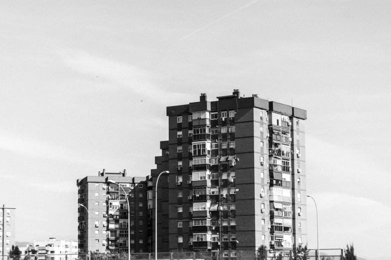 black and white pograph of some very tall buildings