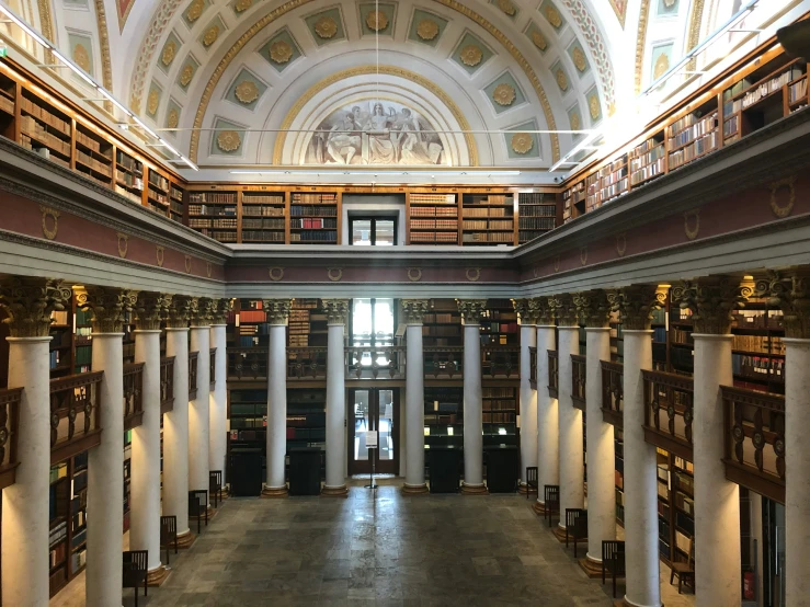the long liry in a building contains many shelves of books