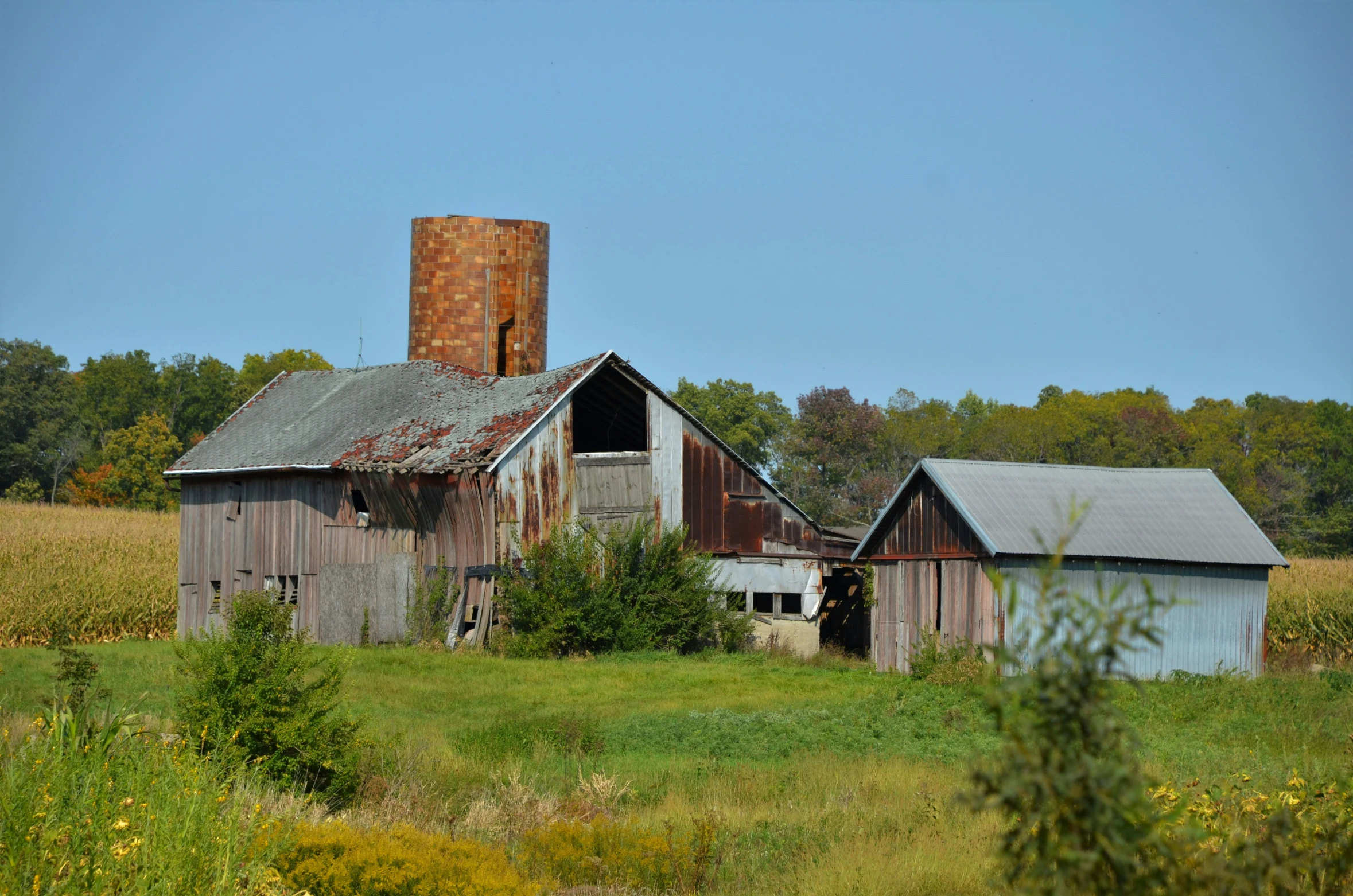 a building with an open air dome in the middle of a field