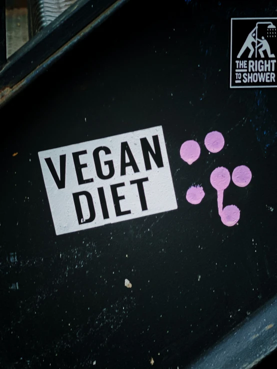 the sticker on the side of the car says vegan diet