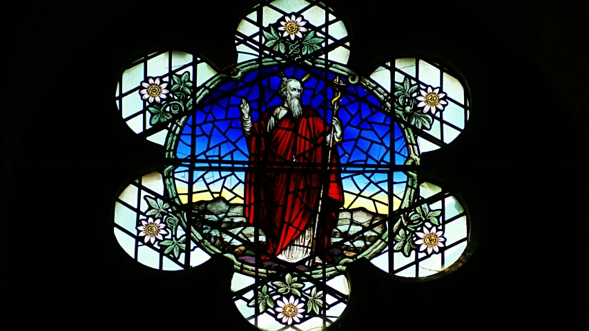 the person is depicted in this stained glass window