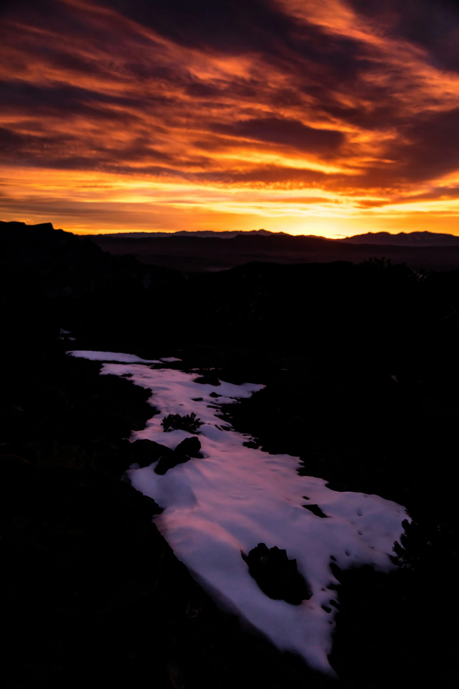 a sunset s of a river with trees in the foreground