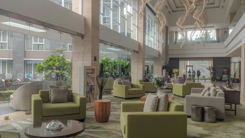 a very modern lobby of a luxury apartment building