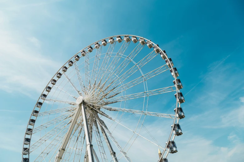 large ferris wheel during day with clouds in blue sky
