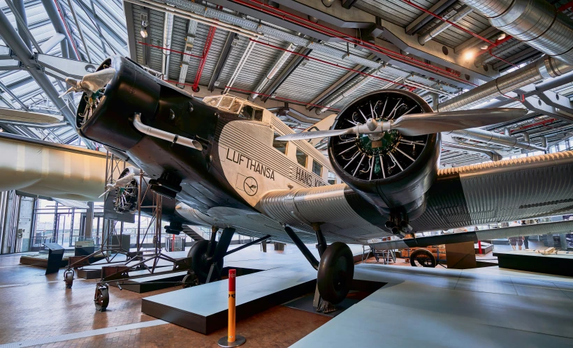 this is a airplane on display inside a building