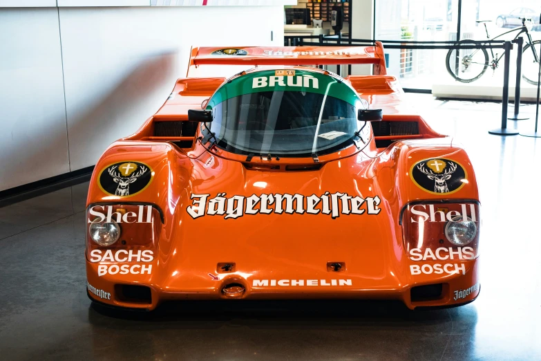 a race car that is on display at a museum