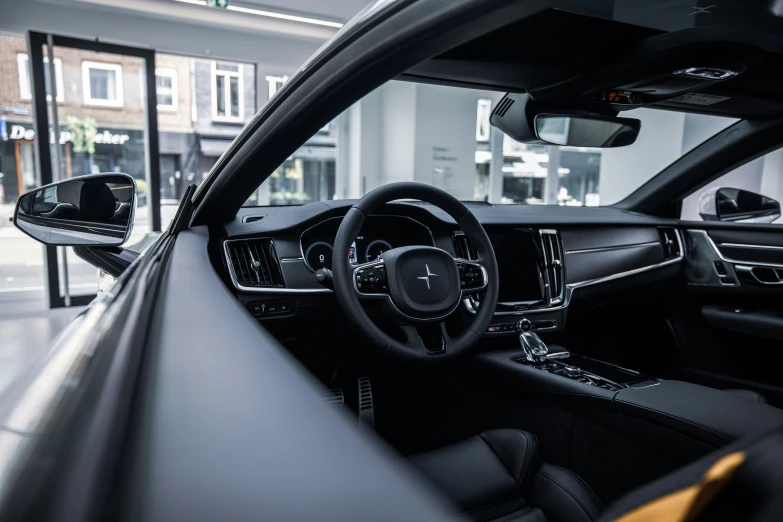 the dashboard and driver seat of an electric vehicle