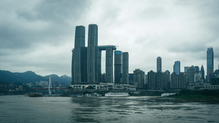 an image of a city that looks like it has large towers on top