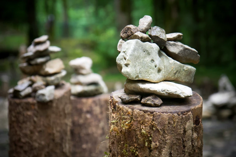 a number of rocks stacked on top of each other