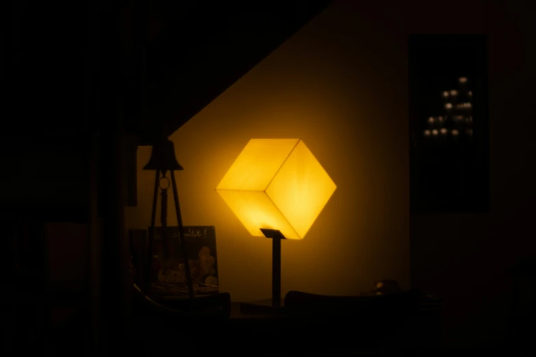 a lamp that is in a dark room