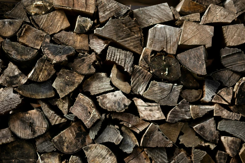 the wood is chopped in a pile