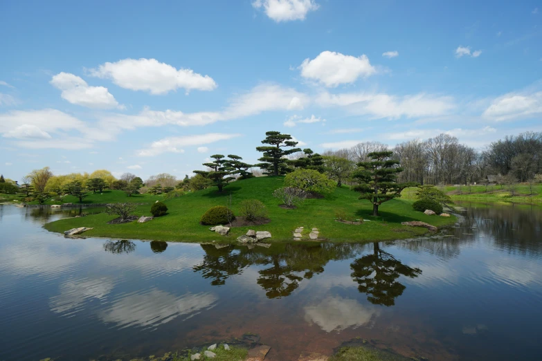 small island in middle of body of water