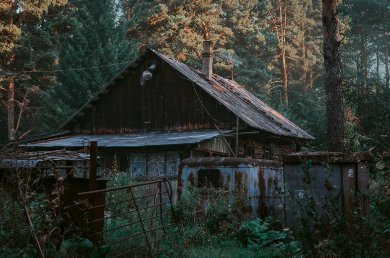 the old house is in the woods with no one around