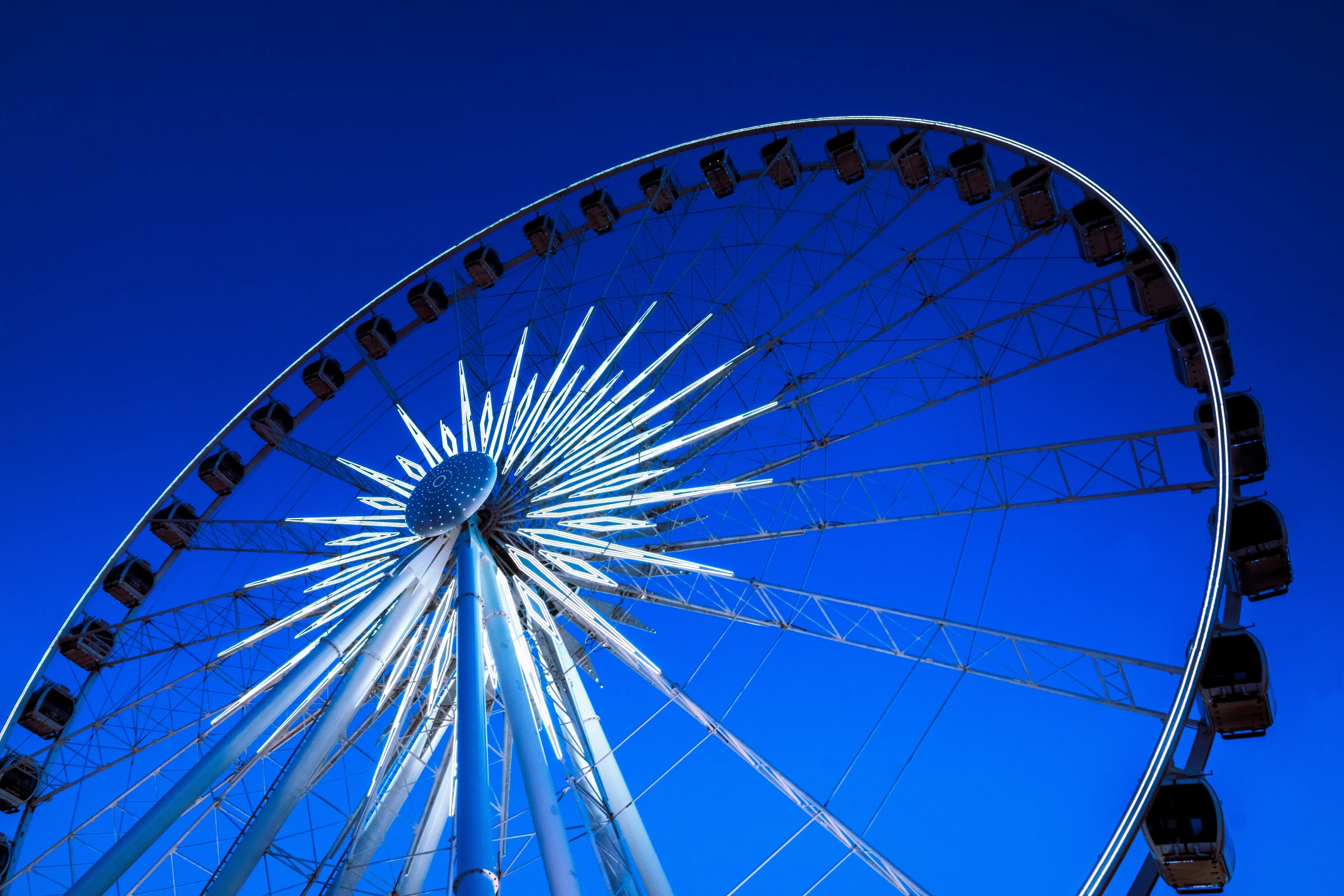 the large ferris wheel is on a clear day