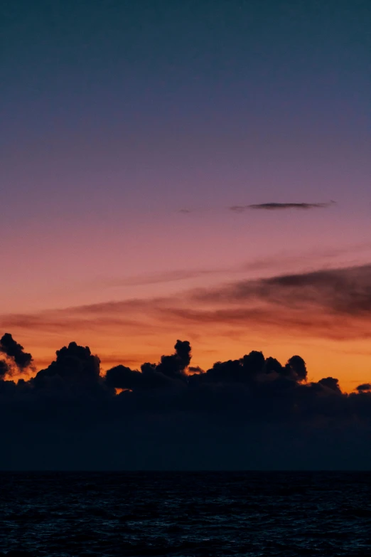 colorful sunset over ocean with clouds over head