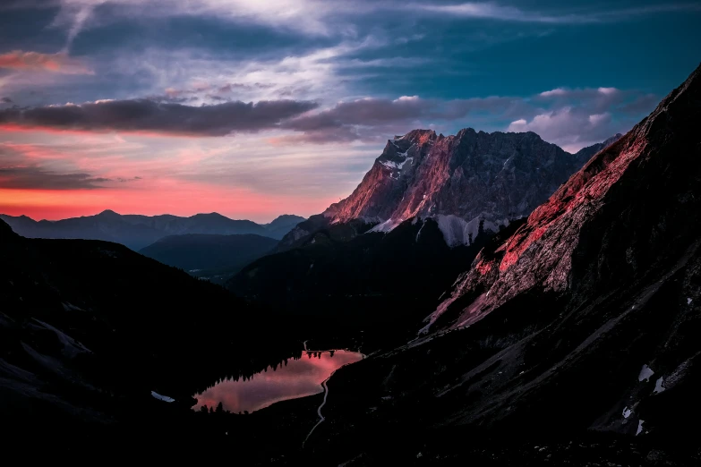 mountains illuminated by the sun light in the distance