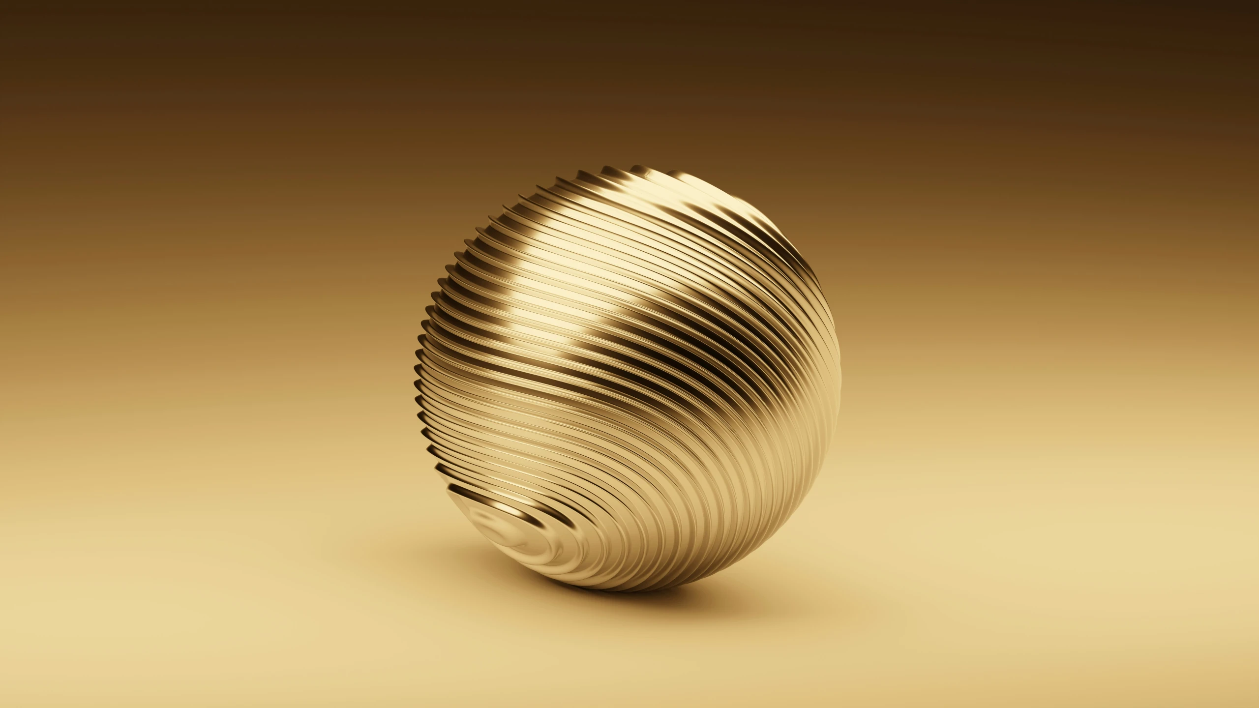 an artistic golden egg sculpture, in a yellow background