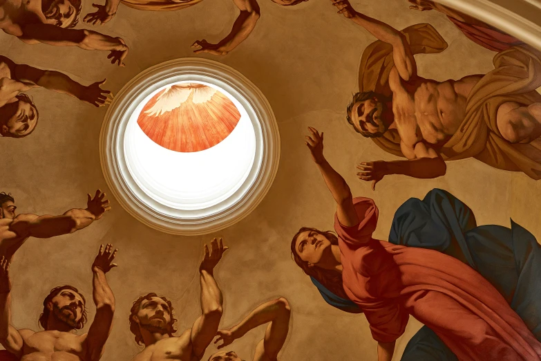 painting of the creation of man and woman painted on a dome