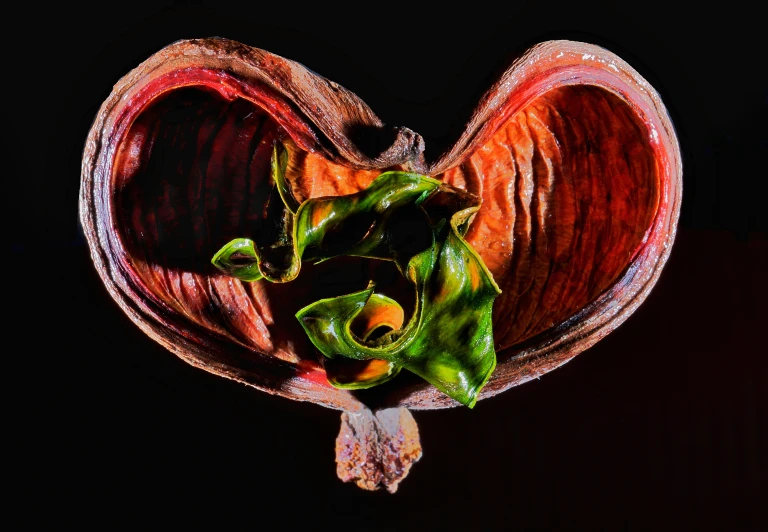 a red plant with many petals and green leafs