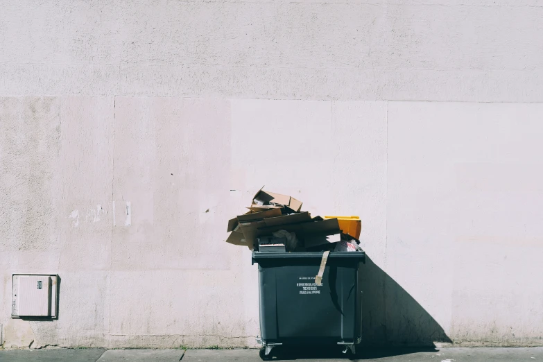 a garbage can with some kind of waste inside