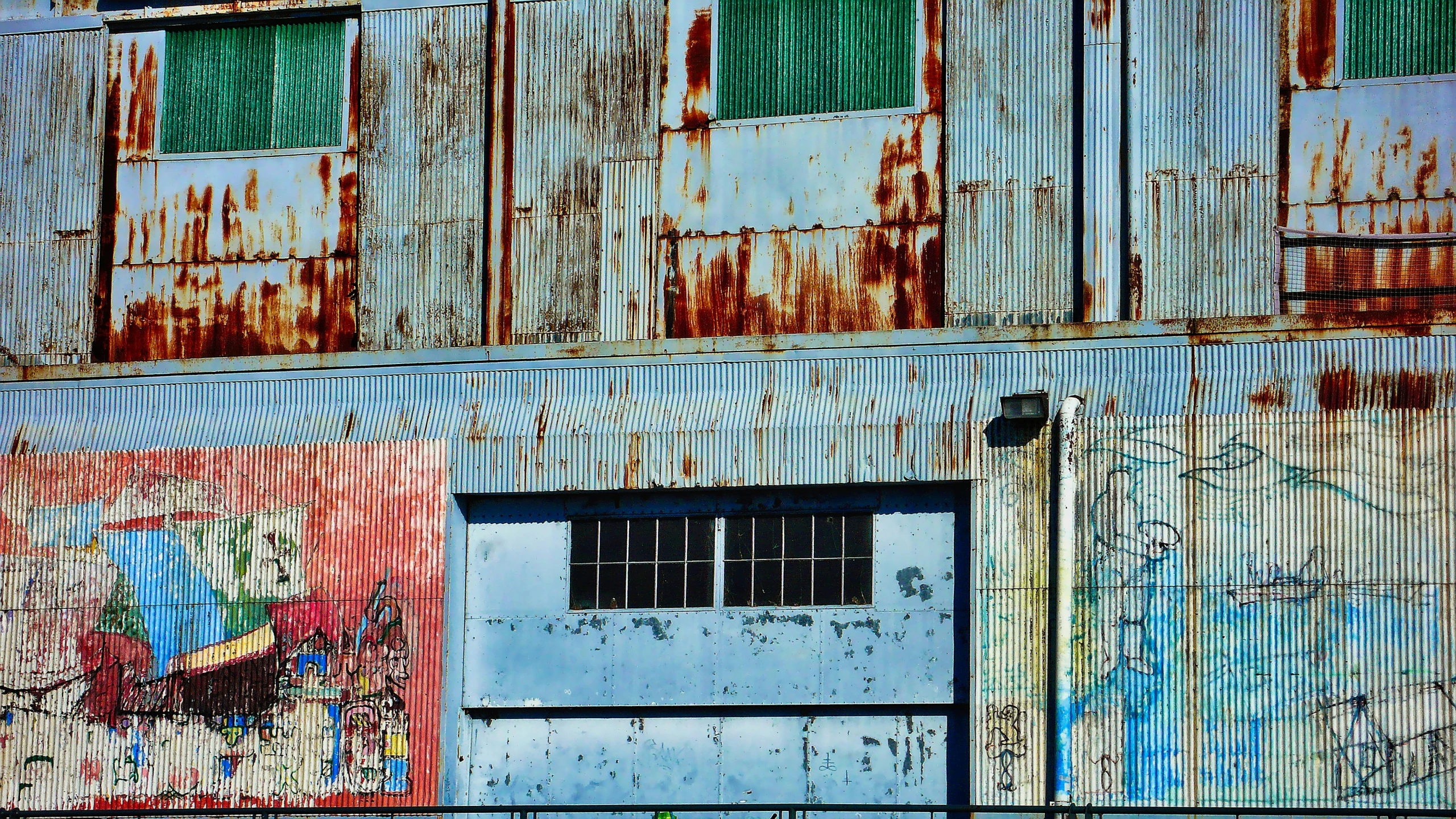 old industrial wall painted with different colors