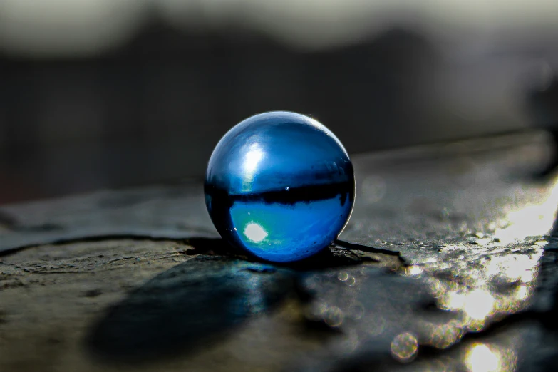 a close - up of a small glass marble