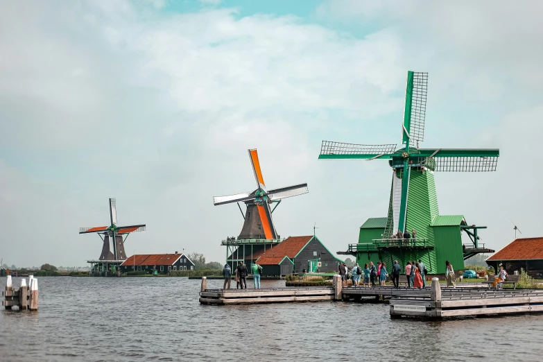 the windmills are colorful in different ways